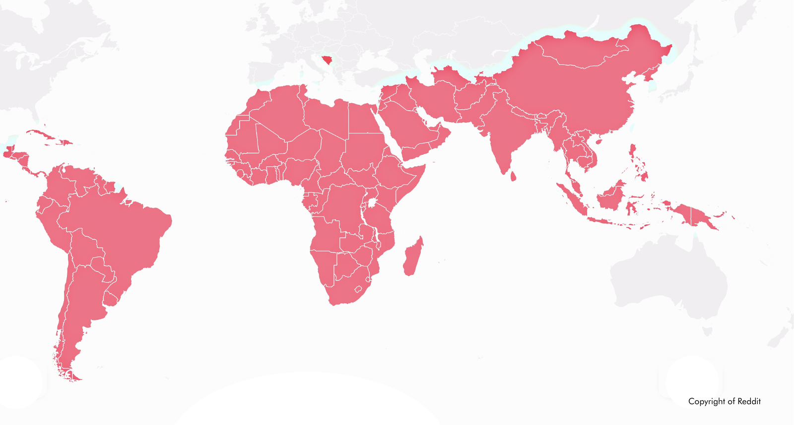 Map showing Global South countries